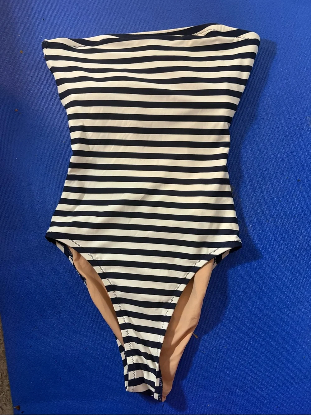 J.Crew Cross-Back Bandeau One-Piece Swimsuit in Classic Stripe 4 no straps